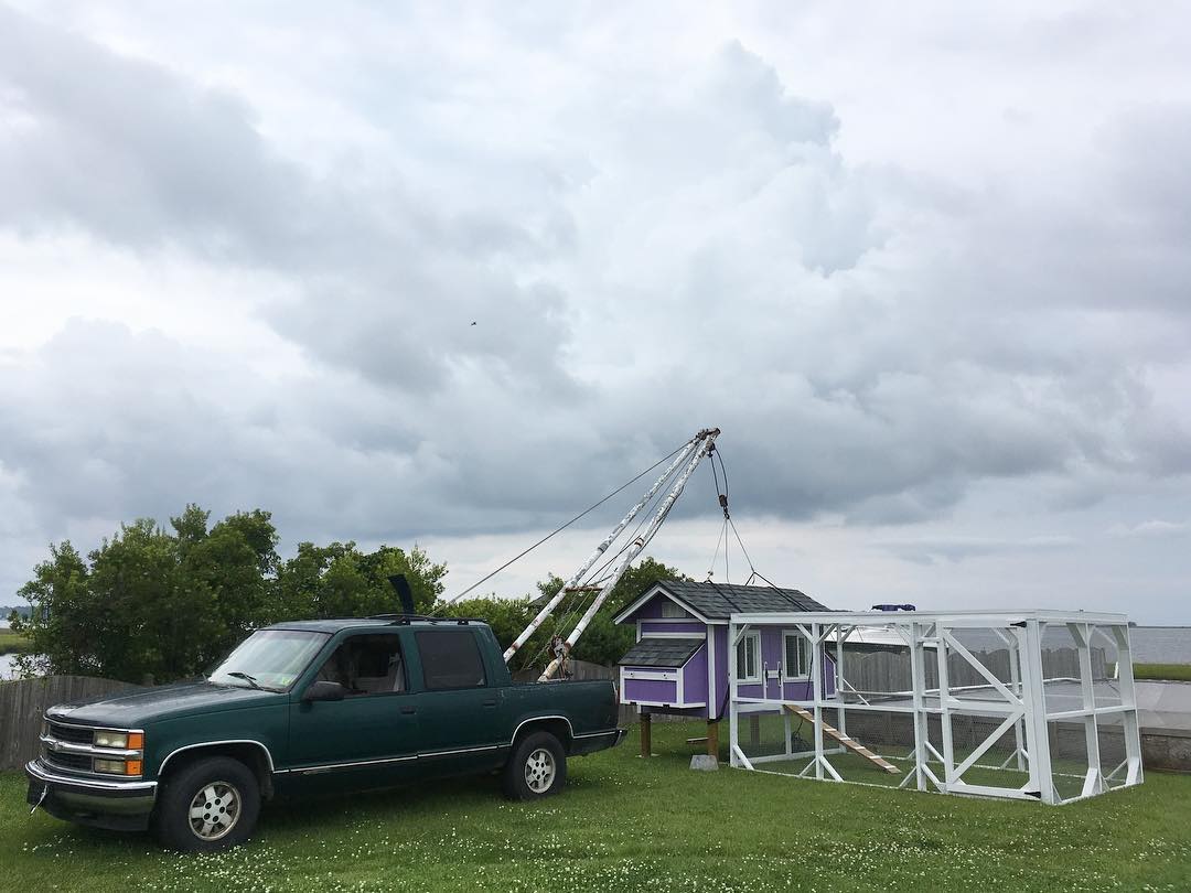 Boom truck function no. 238: chicken coop support.